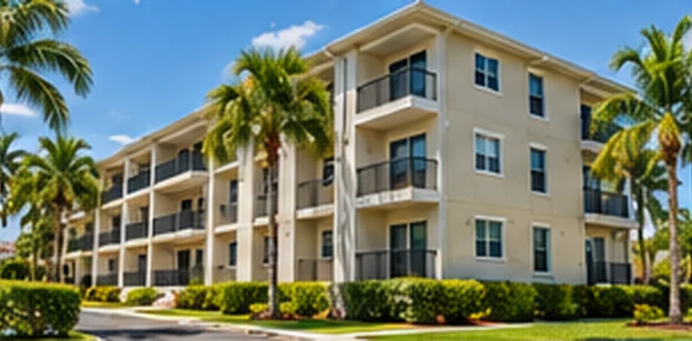 Three-story Florida apartment building with balconies